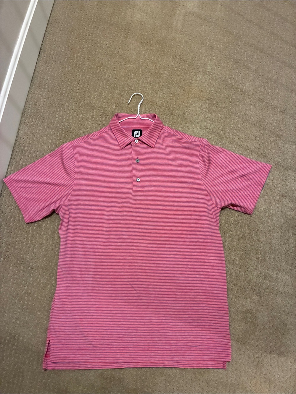FootJoy Men's Pink-Striped Polo